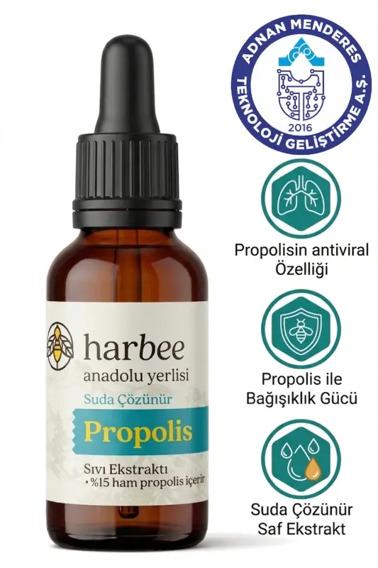 Su Bazlı Propolis Damla - %15 Saf Ham Propolis İçeren Doğal Gıda - Bağışıklık Desteği 20 ml - HAR-BEE