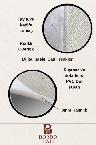 Su Emici Yumuşak Kaymaz Taban Sünger Dolgulu Pamuksu Doku Yıkanabilir Dekoratif Banyo Paspası 1150 - Çok Renkli - 6