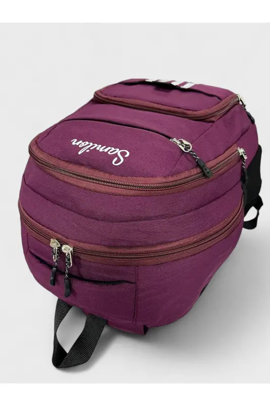 Su Geçirmez Büyük Boy Unisex Okul Sırt Ve Seyahat Çantası-BORDO2 - 3