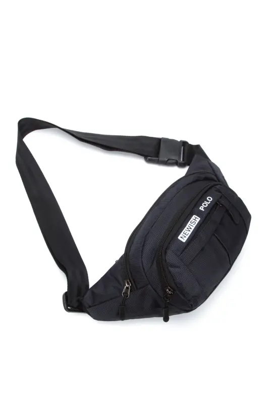 Su Geçirmez Kulaklık Usb Çıkışlı Unisex Siyah Çapraz Askılı Bel Omuz Ve Spor Çanta - Siyah-Beyaz - 3