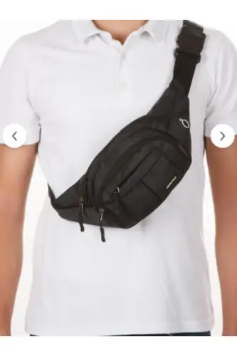 Su Geçirmez Kulaklık Usb Çıkışlı Unisex Siyah Çapraz Askılı Bel Omuz Ve Spor Çanta - Siyah-Beyaz - 4