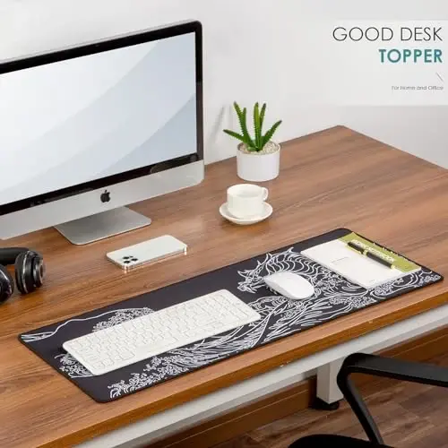 Waterproof Mouse Pad, Japanese Sea Wave Large Keyboard Pad with Anti-Slip Base, Extended Kanagawa Mat Desk Pad, for Gamer, Office & Home, Off to College/Back to School, 31.50
