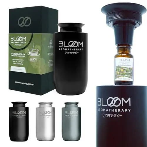 Bloom Aromatherapy Car Diffuser Black, Cold Air Essential Oil Diffuser for Home & Car Air Freshener, Portable Waterless Heatless Metal, Advanced Vibration Sensors - 4