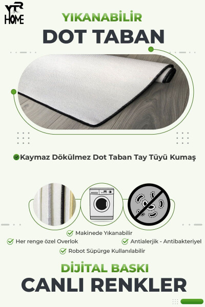 Su Tutucu Kaymaz Taban Yıkabilir Toz Leke Tutmaz 2li Set Klozet Oval Banyo Paspas Takımı - 2