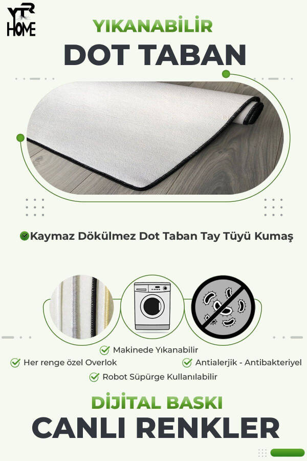 Su Tutucu Kaymaz Taban Yıkabilir Toz Leke Tutmaz 2li Set Klozet Oval Banyo Paspas Takımı - 2