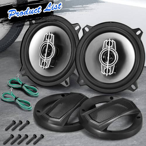 Suacopzar 5 Inch 4-Way Car Coaxial Speakers, 300W Max 4OModazone Car Audio Speaker with PEI Dome Tweeters, Tweeters Vehicle Coaxial Speaker Compact for Car Truck Door Speakers Replacement (Pair) - 2