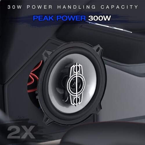 Suacopzar 5 Inch 4-Way Coaxial Speakers, 300W Max 4OModazone Car Audio With PEI Dome Tweeters, Compact for Truck Door Speaker Replacement (Pair) - 4