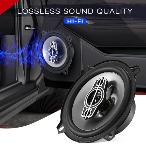 Suacopzar 5 Inch 4-Way Coaxial Speakers, 300W Max 4OModazone Car Audio With PEI Dome Tweeters, Compact for Truck Door Speaker Replacement (Pair) - 5