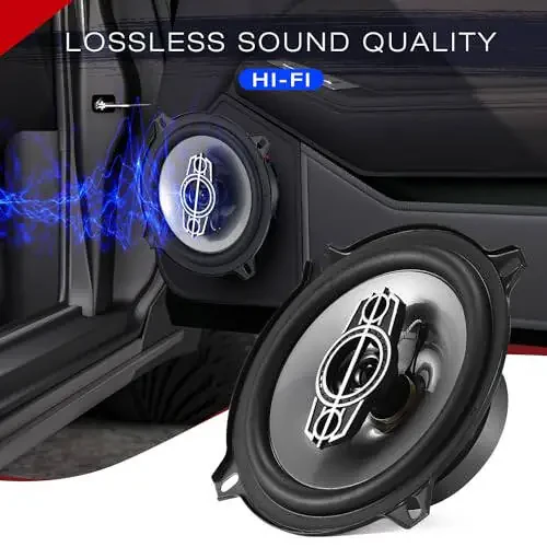 Suacopzar 5 Inch 4-Way Coaxial Speakers, 300W Max 4OModazone Car Audio With PEI Dome Tweeters, Compact for Truck Door Speaker Replacement (Pair) - 5