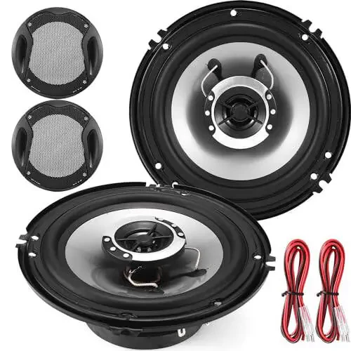 Suacopzar 6in 2-Way Coaxial Car Speakers, 400W (100W RMS), Universal Car Stereo Speaker Replace, Auxiliary Coaxial Speaker W/Wire & Cover (Pair) - 7