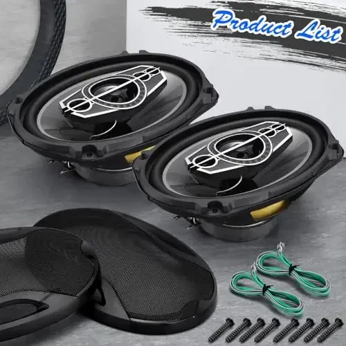 Suacopzar 6 x 9 5-Way Car Coaxial Audio Speakers (Pair), 1000W Peak 4 OModazone Vehicle Coaxial Speaker W/PEI Dome Tweeters, Universal Car Stereo Speaker, Coaxial Tweeter Speaker Replacement - 2