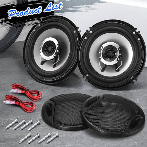 Suacopzar 6in 2-Way Coaxial Vehicle Speakers, Peak 400W (100W RMS) Car Audio Coaxial Speakers, Universal Car Stereo Speaker Car Door Speaker Replace, Auxiliary Coaxial Speaker W/Wire & Cover (Pair) - 2
