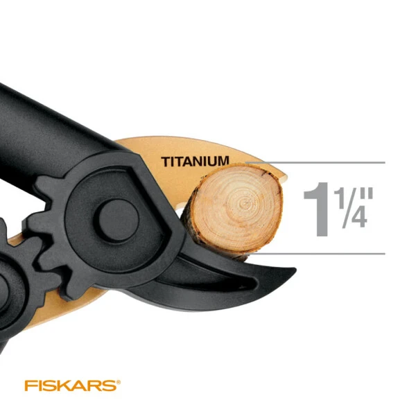 Сучкорез Fiskars PowerGear Titanium (15 дюймов), с храповым механизмом, черно-оранжевый, 1 штука. - 6