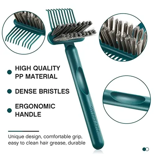 Suclain 5 Pcs Hairbrush Cleaner Tool Comb Set Mini Hairbrush Dirt Remover with Metal Wire Rake 2 in 1 Comb Cleaner for Removing Hair Dust Home and Salon Use - SUCLAIN (1)