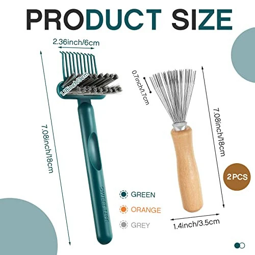 Suclain 5 Pcs Hairbrush Cleaner Tool Comb Set Mini Hairbrush Dirt Remover with Metal Wire Rake 2 in 1 Comb Cleaner for Removing Hair Dust Home and Salon Use - Suclain (1)