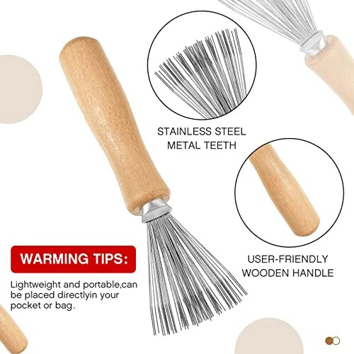 Suclain 5 Pcs Hairbrush Cleaner Tool Comb Set Mini Hairbrush Dirt Remover with Metal Wire Rake 2 in 1 Comb Cleaner for Removing Hair Dust Home and Salon Use - 4
