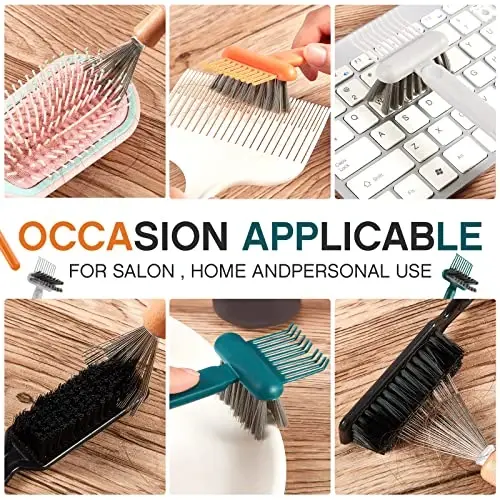 Suclain 5 Pcs Hairbrush Cleaner Tool Comb Set Mini Hairbrush Dirt Remover with Metal Wire Rake 2 in 1 Comb Cleaner for Removing Hair Dust Home and Salon Use - 4