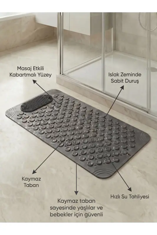 Suction Cup Bath and Shower Non-Slip Mat for Shower Cabin Tub Interior Suction Cup Bath Mat 36x69.5 cm - MAPPLEHOME