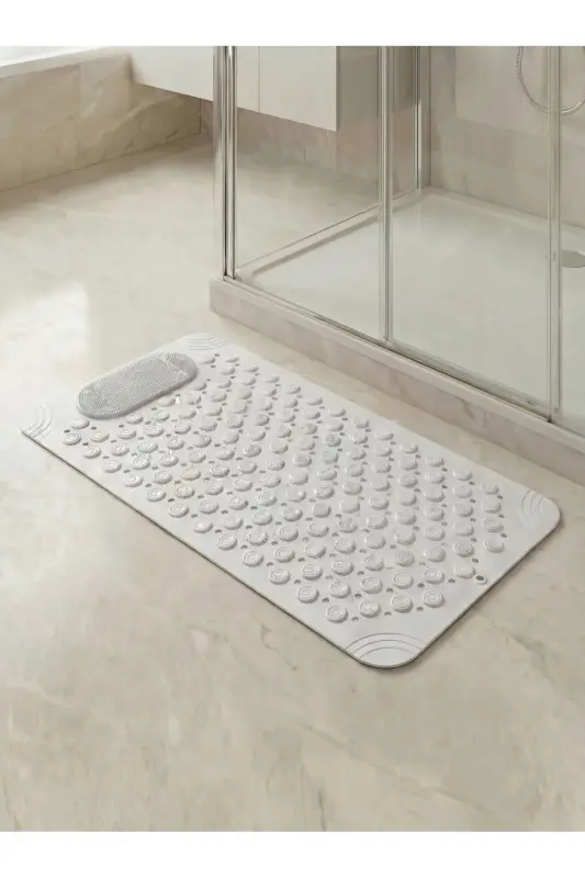 Suction Cup Bath and Shower Non-Slip Shower Cabin Bathtub Mat with Suction Cups 36x69.5 cm - White - 8