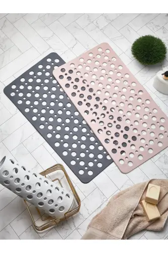 Suction Cup Silicone Bubble Bath Mat Shower Non-Slip 36x66 Suction Cup Bath Mat-Mixed - 1