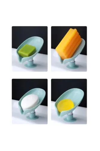 Suction Cup Water Drain Plastic Soap Dish Assorted Green Color 1 Piece-colorful - 3