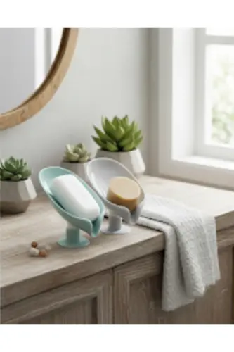 Suction Cup Water Drain Soap Dish 1 Pcs Glrshop-Transparent 