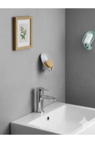 Suction Cup Water Drain Soap Dish 1 Pcs Glrshop-Transparent - 3