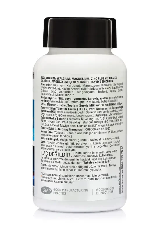 Kalsiyum Magnezyum Çinko D3&K2 İçeren, Kas ve Kemik Sağlığı Destekleyici 100 Tablet - 3