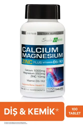 Kalsiyum Magnezyum Çinko D3&K2 İçeren, Kas ve Kemik Sağlığı Destekleyici 100 Tablet - 1
