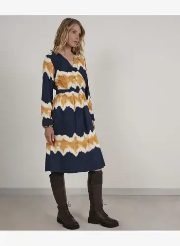 Судья V Вырез Оранжевое Миди Женское Платье 23KKEL7014X - YARGICI (1)