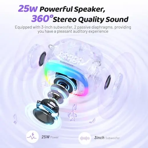 SUDOTACK Mini Karaoke Machine for Kids, Portable Bluetooth Karaoke Speaker with 2 Wilreless Microphones with LED Lights, Birthday Kids Toys Gifts for Girls 4, 5, 6, 7, 8, 9, 10 +Year Old-Purple(KM100) - 1