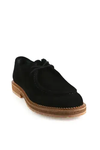 Suede Black 100% Leather Oxford Eva Sole Casual Shoe - JAKAMEN (1)