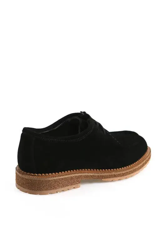 Suede Black 100% Leather Oxford Eva Sole Casual Shoes - 3