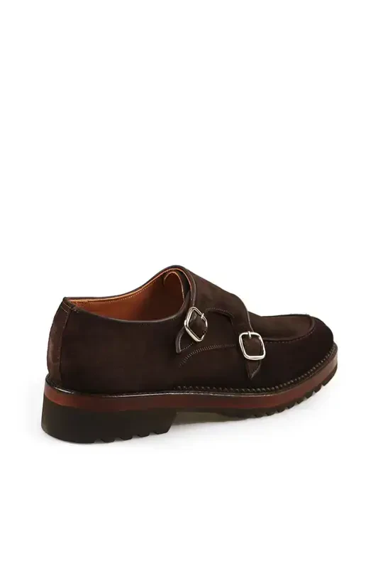 Suede Coffee 100% Leather Buckled Eva Sole Casual Shoe - 3