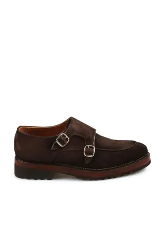 Suede Coffee 100% Leather Buckled Eva Sole Casual Shoe 