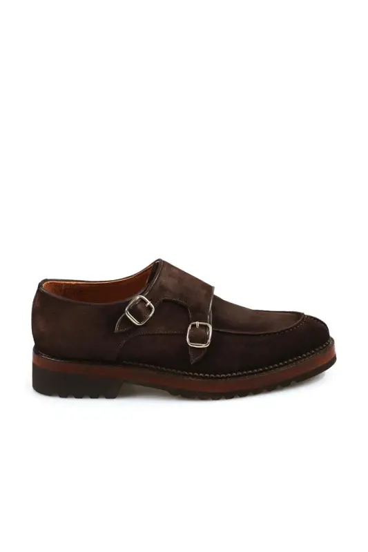 Suede Coffee 100% Leather Buckled Eva Sole Casual Shoe - JAKAMEN