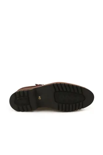 Suede Coffee 100% Leather Buckled Eva Sole Casual Shoe - 4