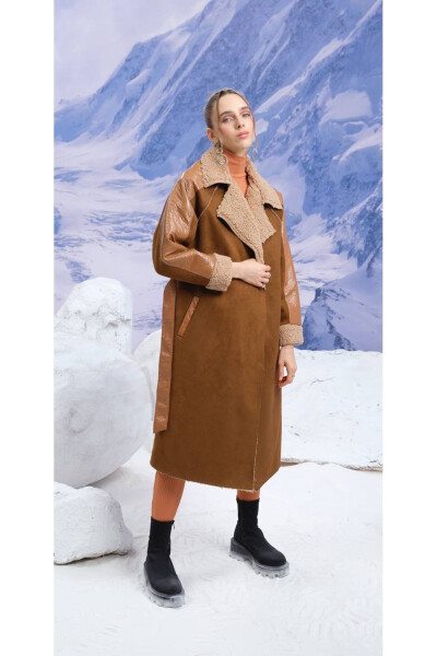 Suede Lined Laminated Women's Coat - 1