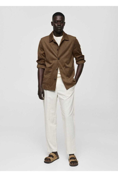 Suede-Look Shirt Jacket with Pockets - MANGO MAN (1)