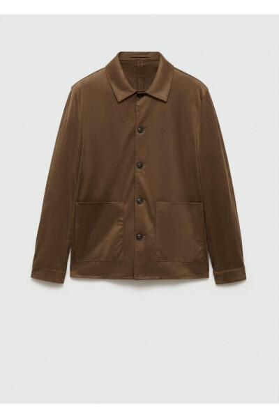 Suede-Look Shirt Jacket with Pockets - 3