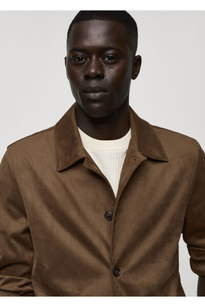 Suede-Look Shirt Jacket with Pockets - 7