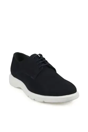 Suede Navy 100% Leather Casual Shoe - JAKAMEN (1)