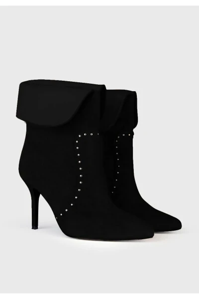 Suede Stud Detailed Short Boot-001 - 3