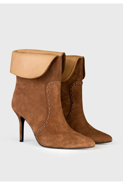 Suede Stud Detailed Short Boot-005 - ADL