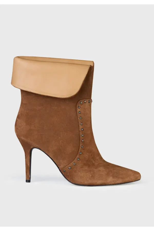 Suede Stud Detailed Short Boot-005 - 3