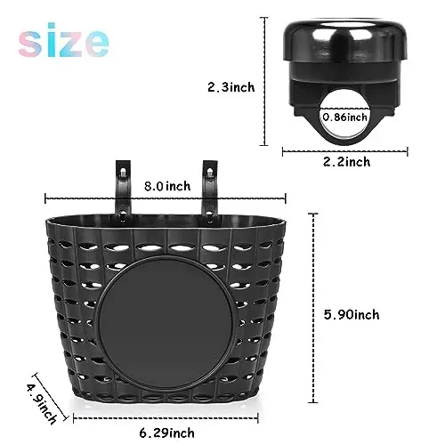 Suerico Kids Bike Basket,Bicycle Basket with Bell,Wheel Spokes, Glasses,Bike Accessories for Boys Girls - 4