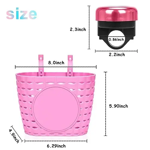 Suerico Kids Bike Basket, Bicycle Basket with Bell, Wheel Spokes, Glasses, Bike Accessories for Boys Girls - 4