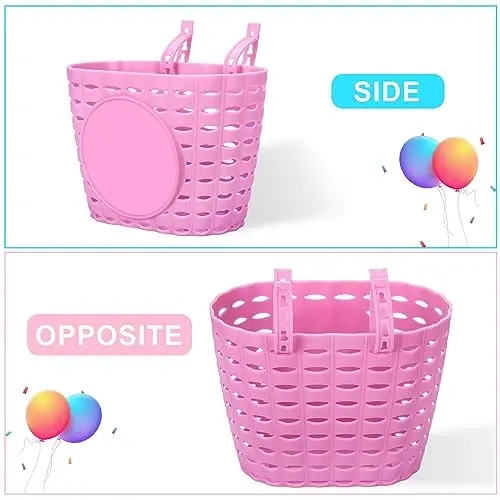Suerico Kids Bike Basket, Bicycle Basket with Bell, Wheel Spokes, Glasses, Bike Accessories for Boys Girls - 2