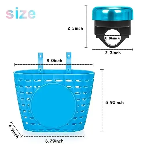 Suerico Kids Bike Basket,Bicycle Basket with Bell,Wheel Spokes, Glasses,Bike Accessories for Boys Girls - 4