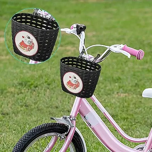 Suerico Kids Bike Basket,Bicycle Basket with Bell,Wheel Spokes, Glasses,Bike Accessories for Boys Girls - 6